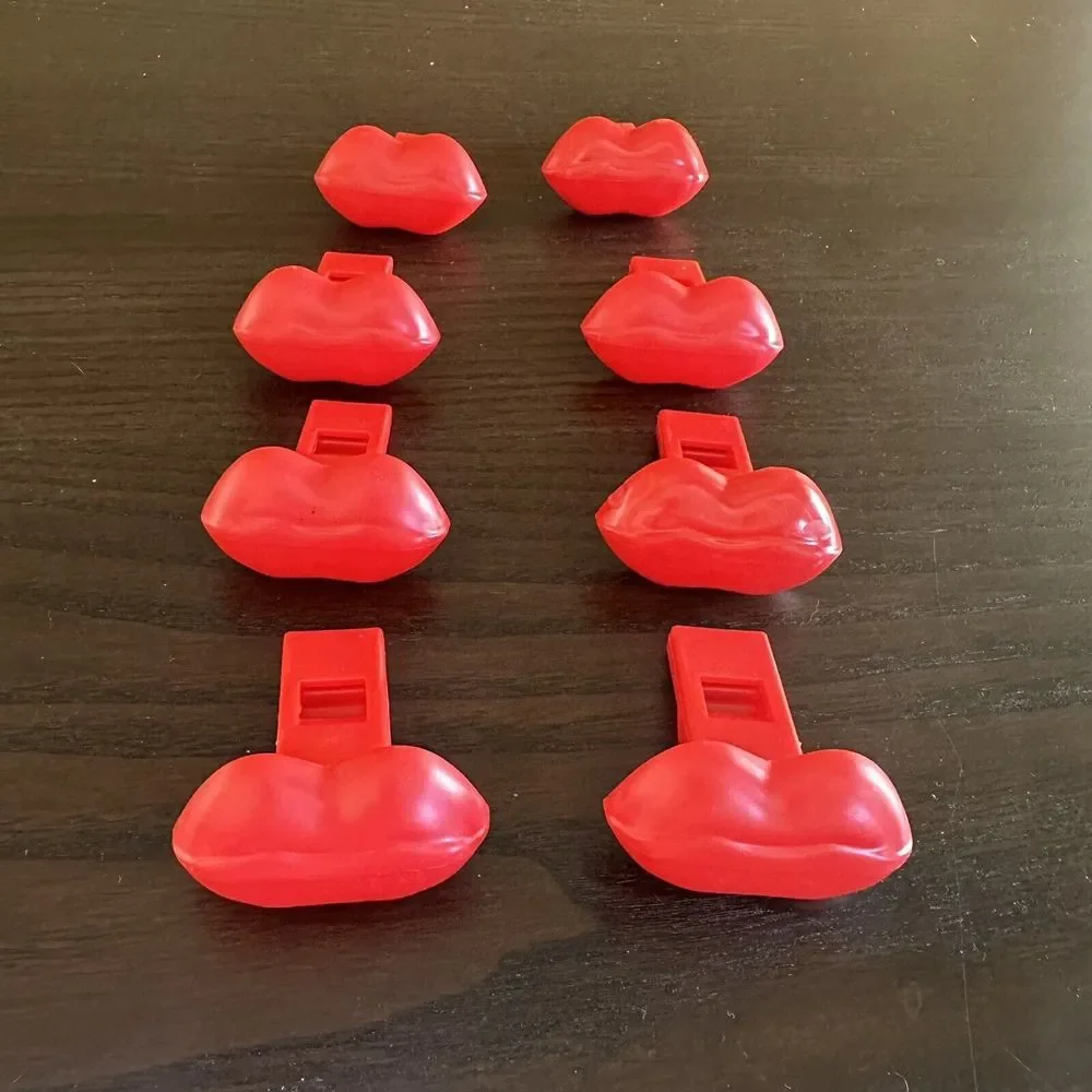 Red Lips Shaped Whistles 8 PC Kids Valentine's Day Holiday Party Favor Toys NEW